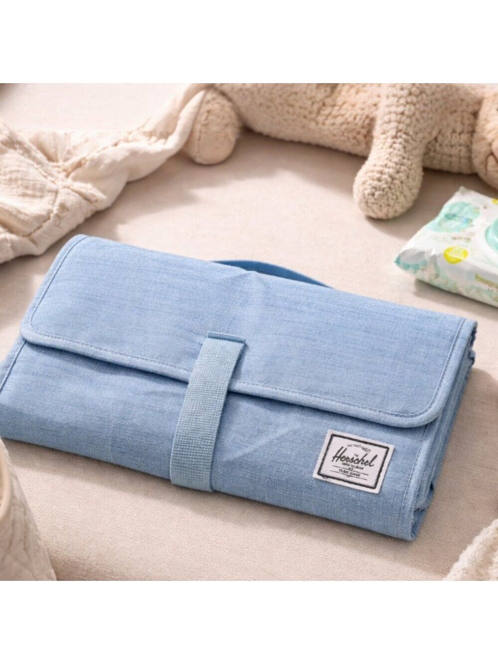 Herschel Baby Changing Pad | Portable Foldable Diaper Changing Mat | Light Blue